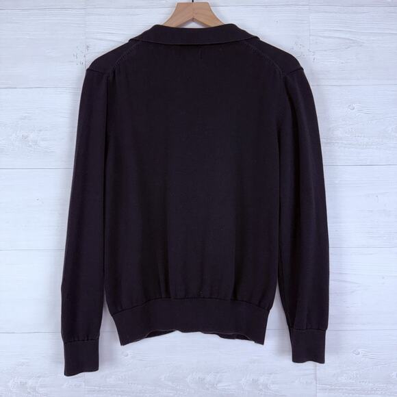 Pact Classic Polo Sweater Women Large Black Organic Cotton Preppy Minimalist - Picture 8 of 16